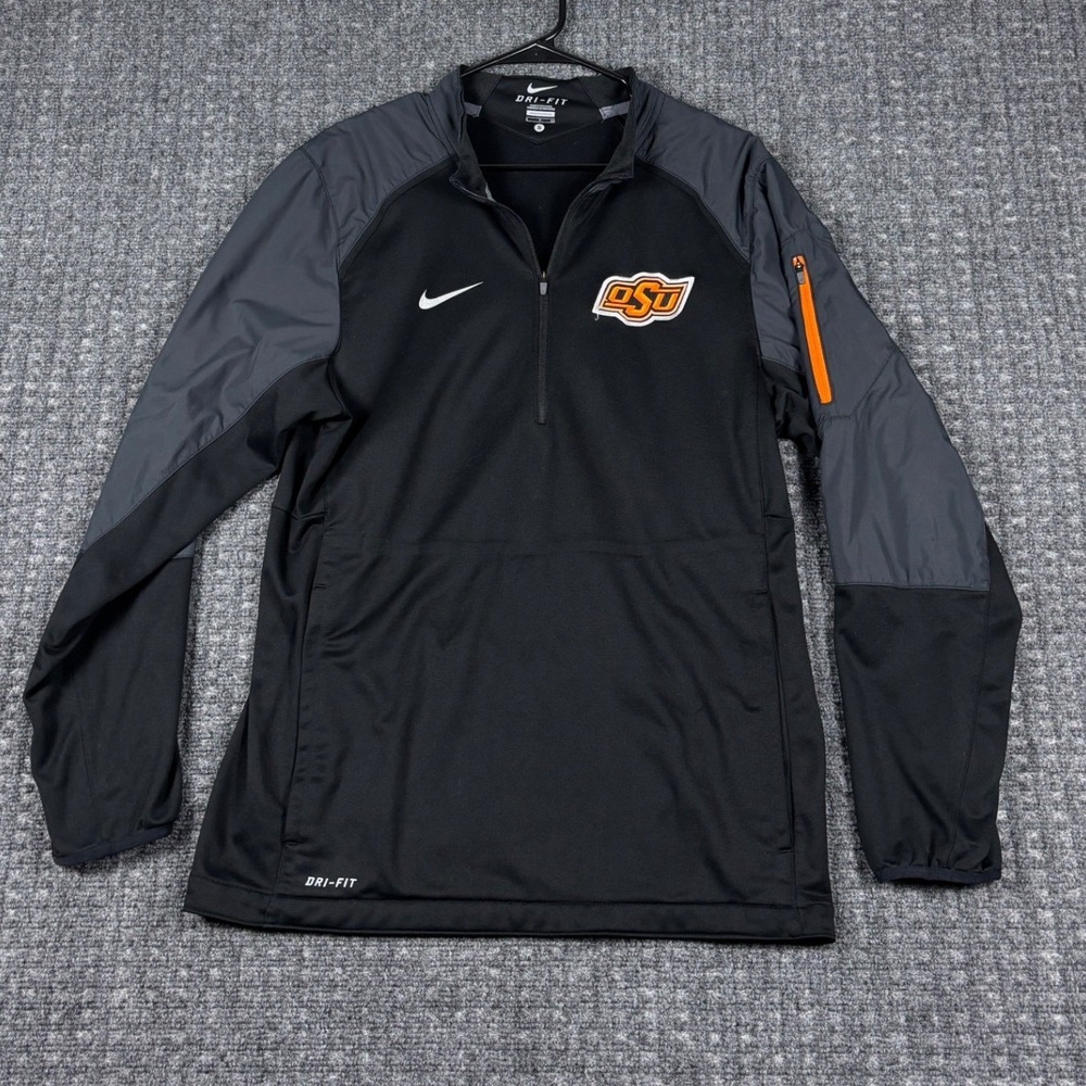 Nike OSU Cowboys Dri-FIT Quarter Zip Pullover Jacket Small Black Gray